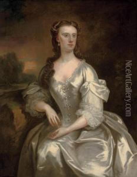 Portrait Of Lady Georgina Spencer (d.1780), Later Countess Cowper Oil Painting - John Vanderbank