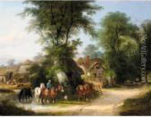 The Watering Place Oil Painting - Snr William Shayer