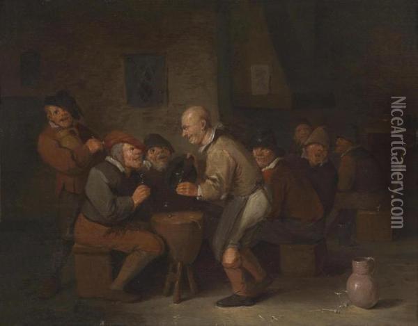 A Rustic Tavern Scene Oil Painting - Egbert Jaspersz. van, the Elder Heemskerck