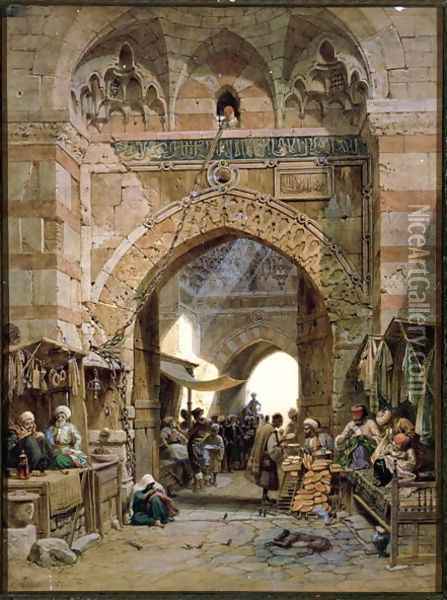 Bazaar Scene, 1875 Oil Painting - Carl Friedrich H. Werner