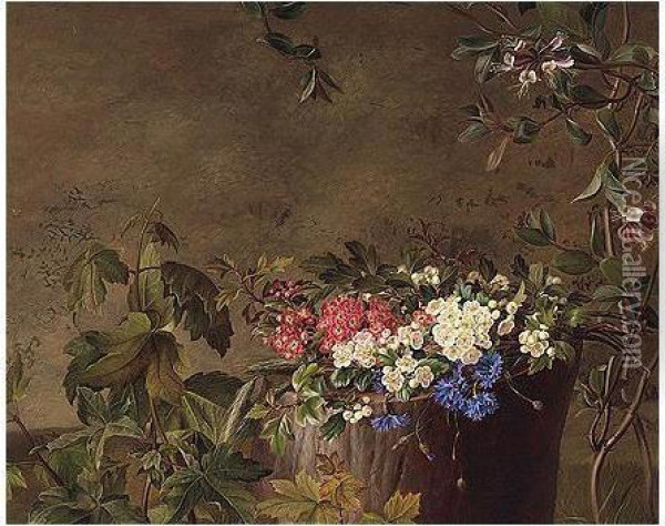 Still Life With Flowers Oil Painting - Johanna, Hanna Hellesen