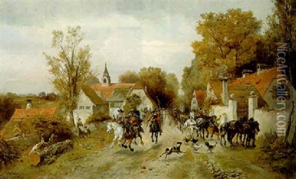 The Approaching Cavalry Oil Painting - Alfred Ritter von Malheim Friedlaender