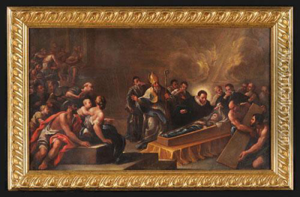 San Francesco Borgia Davanti Al Corpo Della Regina Isabella Di Castiglia Oil Painting - Paolo di Matteis