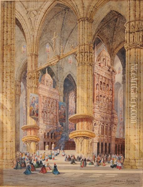 Cattedrale Di Milano. Italia Oil Painting - Henry Thomas Schafer