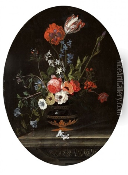 Vase Of Flowers Oil Painting - Jacques Samuel Bernard
