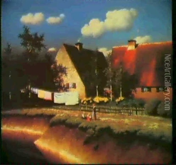 Schwabische Idylle Oil Painting - Paul Wilhelm Keller-Reutlingen