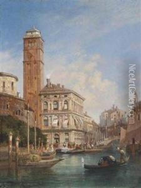 Venice - View Of San Geremia With The Palazzo Labia Oil Painting - William Wyld