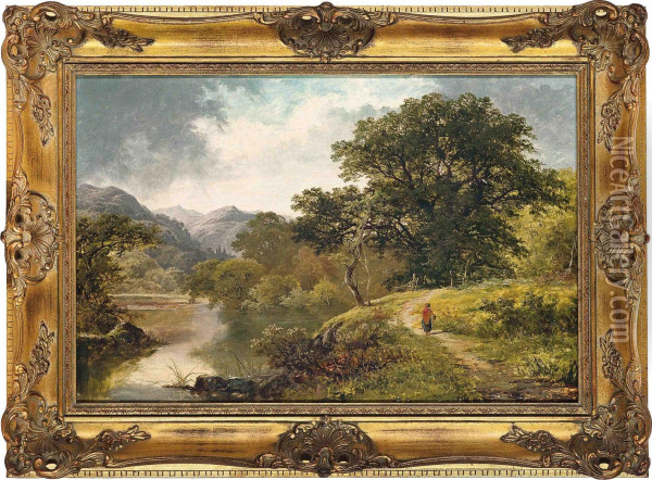 A Walk By The River Oil Painting - Thomas Stanley Barber
