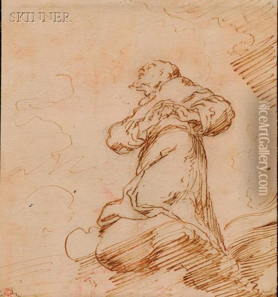 Kneeling Saint Oil Painting - Pietro Novelli Il Monrealese