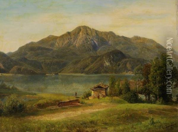 Blick Auf Den Kochelsee Mit Herzogstand Und Heimgarten Oil Painting - Carl Jungheim