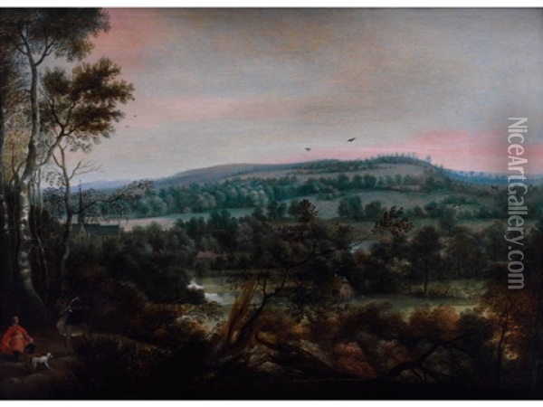 Landschaft Mit Dem Heiligen Hubertus Oil Painting - Lucas Van Uden