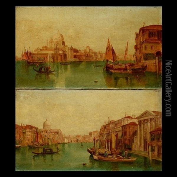 Views Of Venice (2 Works) Oil Painting - Alfred Pollentine