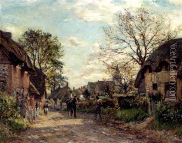 The Village Lane Oil Painting - Mark William Fisher