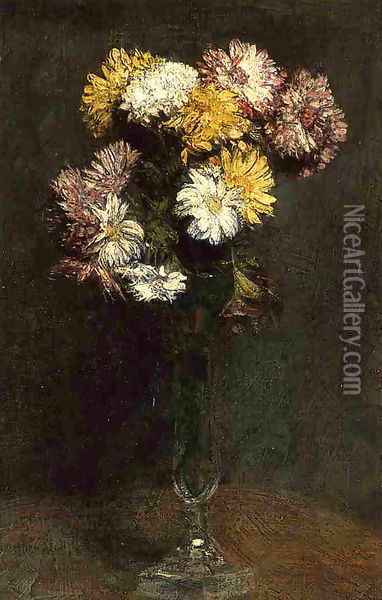 Chrysanthemums 2 Oil Painting - Ignace Henri Jean Fantin-Latour