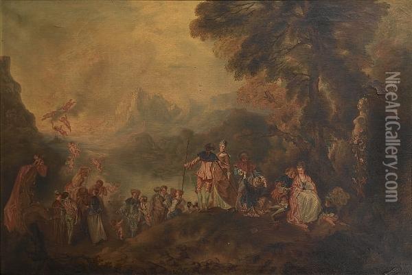 The Pilgrimage To The Island Of Cythera Oil Painting - Watteau, Jean Antoine