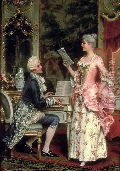 The Singing Lesson Oil Painting - Arturo Ricci