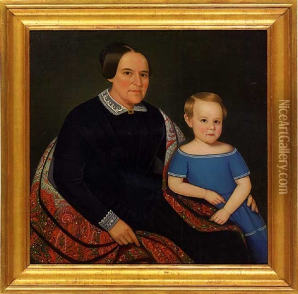 Portrait Of Rachel And Wilbur M. Bronson Of Winchester, Connecticut Oil Painting - Ammi Phillips