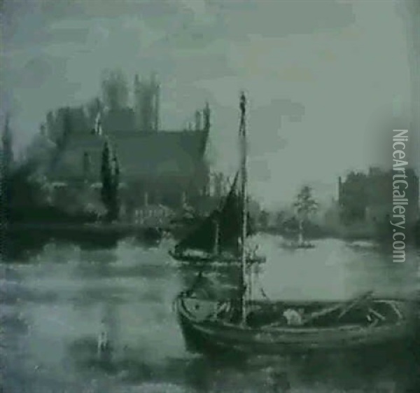 The Thames Near Westminster Oil Painting - Richard Parkes Bonington