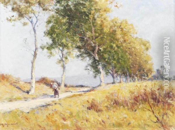 Traveller On An Allee Oil Painting - Maurice Moisset