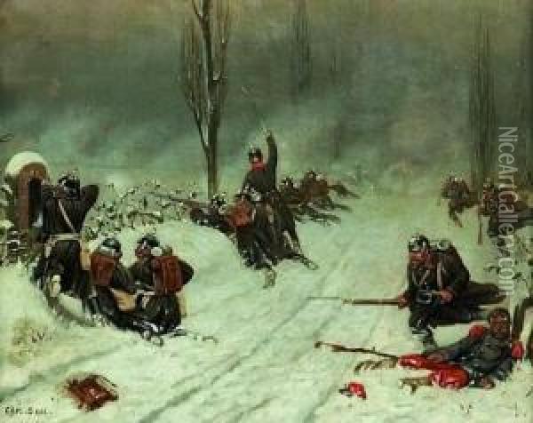 Gefechtsszene Im Winter Oil Painting - Christian Ii Sell