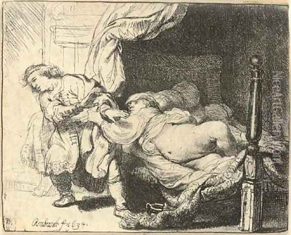 Joseph and Potiphar's Wife Oil Painting - Rembrandt Van Rijn