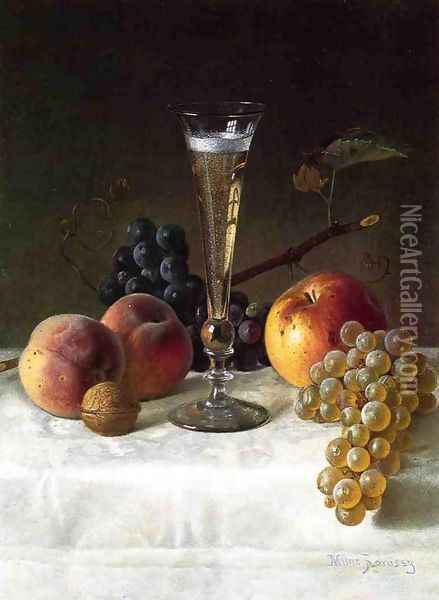 Still Life with Glass of Champagne Oil Painting - Milne Ramsey