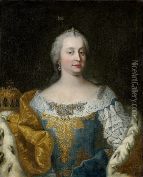 Kaiserin Maria Theresia Mit Der Ungarischen Konigskrone Oil Painting - Martin van Meytens the Younger