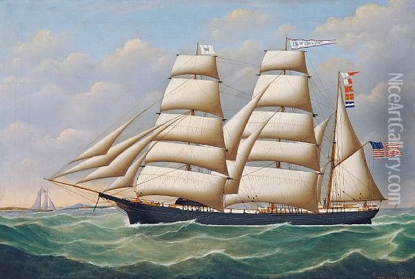 The American Bark J.s. Winslow At Sea Oil Painting - John Frederick Loos