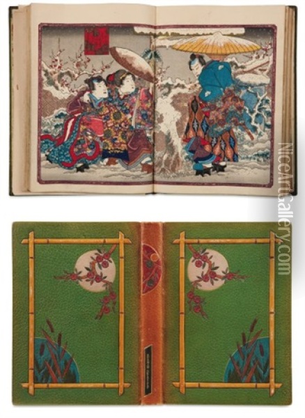 Enshoku Shinasadame - Competition Entre Femmes Sensuelles (3 Vols W/ 14 Works And Text) Oil Painting - Utagawa Kunisada