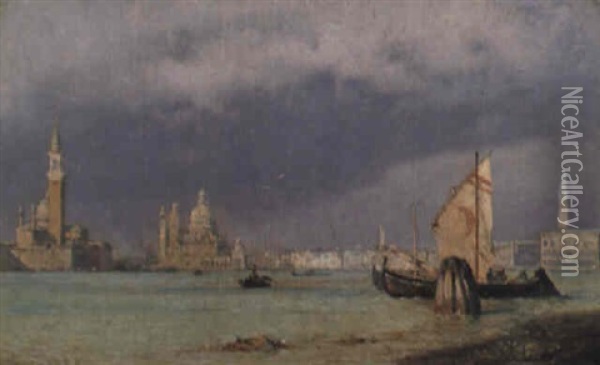 Parti Fra Canal Grande Med San Georgio Maggiore Og Santa Maria Della Salute Oil Painting - Carl Johann Neumann
