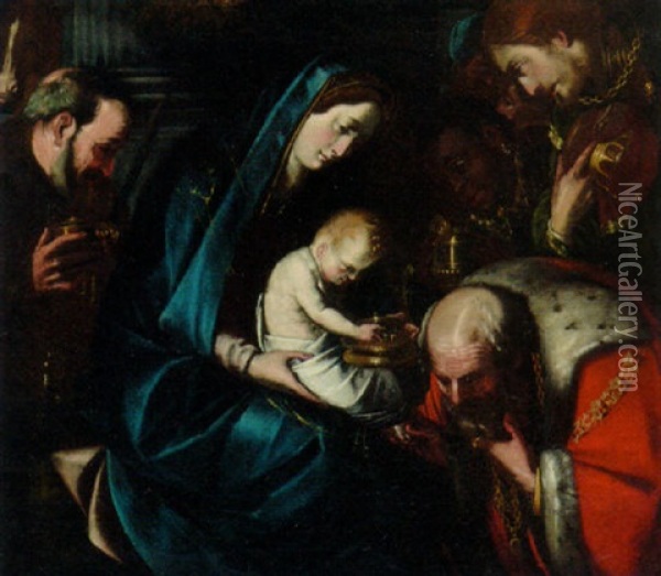 The Adoration Of The Magi Oil Painting - Giovanni Battista Crespi (il Cerano)