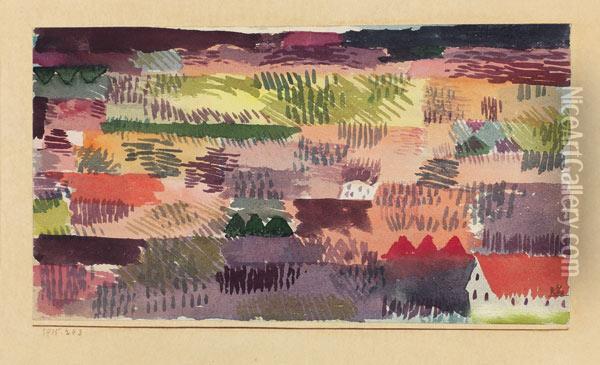 Oberbayrische Landschaft Bei Fohn, Ried Oil Painting - Paul Klee