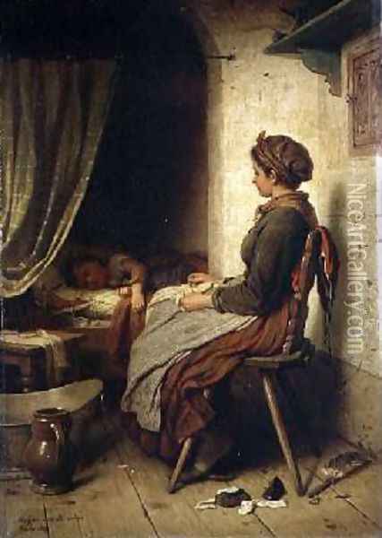 The Sleeping Child Oil Painting - Johann Georg Meyer von Bremen