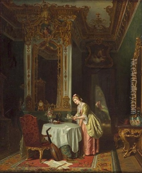 Tea Time Oil Painting - Carl Heinrich Hoff the Elder