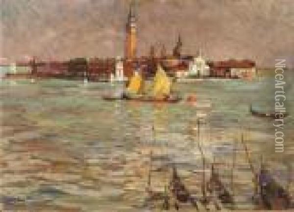 Blick Auf San Giorgio Bei Venedig Oil Painting - Alessandro Milesi