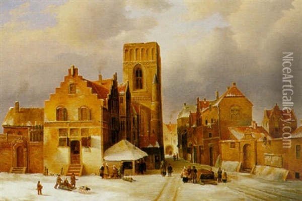 Breda In Winter Oil Painting - Frederick Willem del Campo
