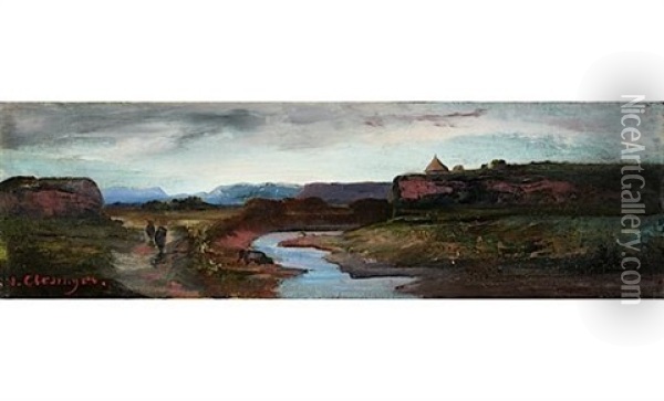 Le Ruisseau Du Moulin De Diane (?) Oil Painting - Jean-Baptiste Clesinger
