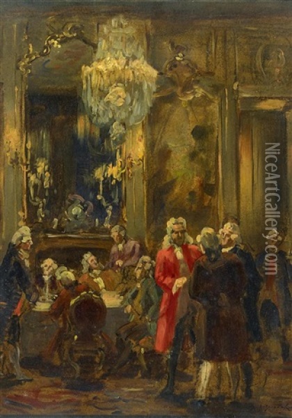 Hofische Gesellschaft Oil Painting - Albert Joseph Franke