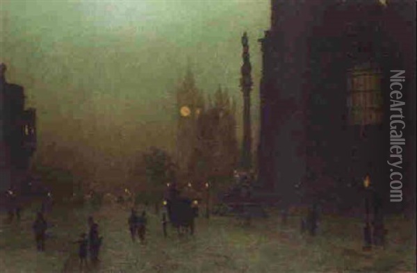 Parliament Square From Westminster Abbey Oil Painting - William Stewart