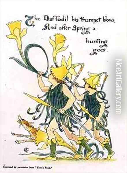 Daffodil Trumpet Blows Oil Painting - Walter Crane