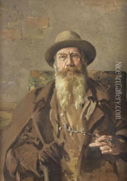 Bartiger Mann Mit Pfeife Oil Painting - Francois Adolphe Grison