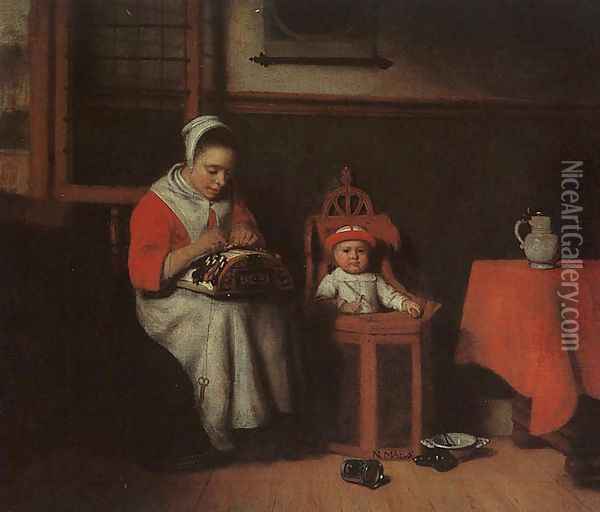 The Lacemaker 1650s Oil Painting - Nicolaes Maes