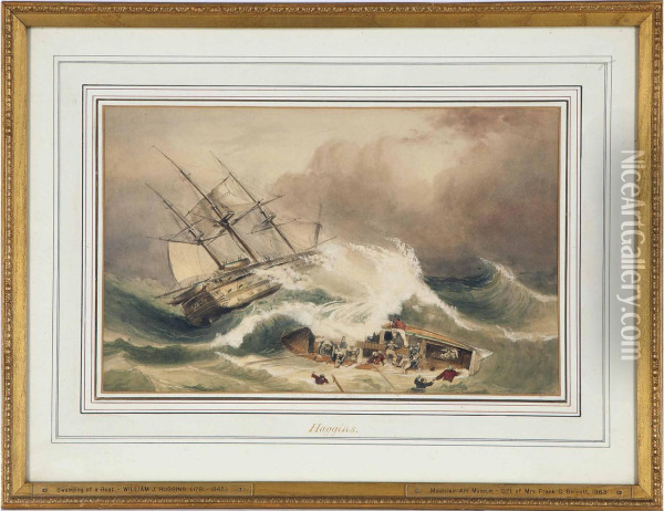 Ship Wreck In A Stormy Sea Oil Painting - William Huggins
