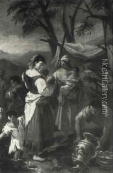 Peasants At A Stream Oil Painting - Carlo Innocenzo Carlone