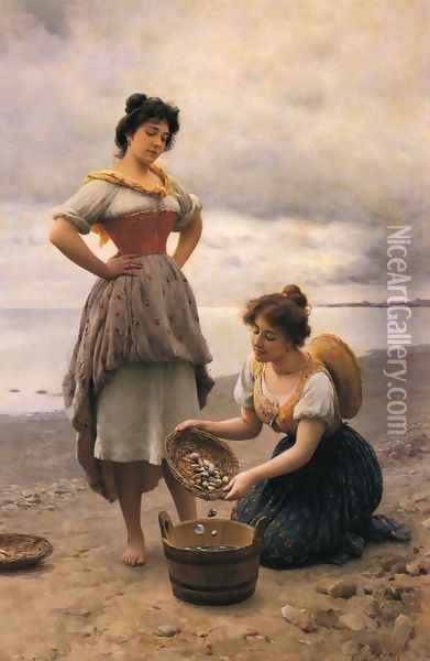 Gethering Shells Oil Painting - Eugene de Blaas