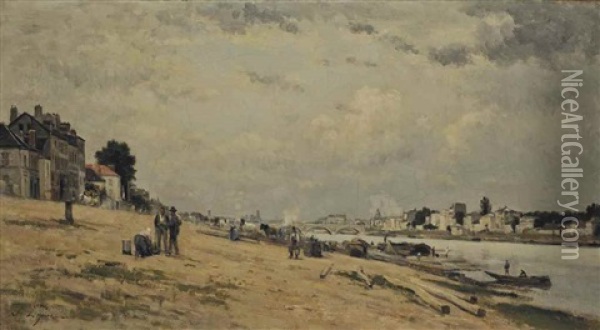 Les Bords De Seine Entre Bercy Et Ivry Oil Painting - Stanislas Lepine