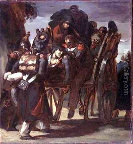 Wounded Soldiers in a cart Oil Painting - Theodore Gericault