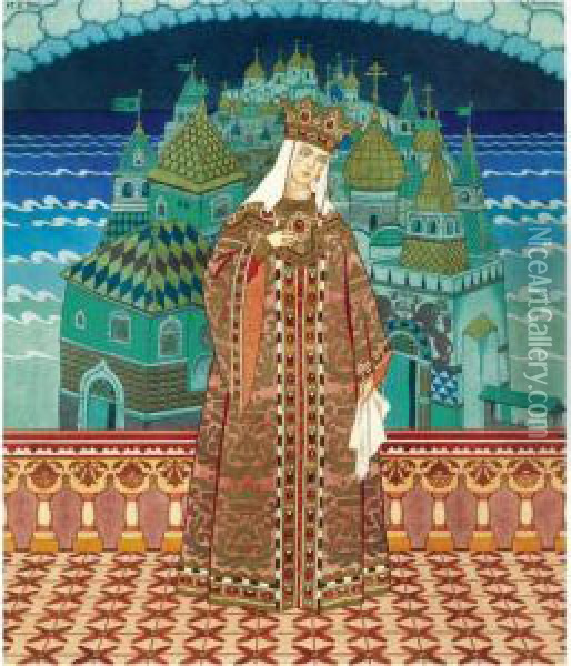 Tsaritsa Militrissa Oil Painting - Ivan Iakovlevich Bilibine