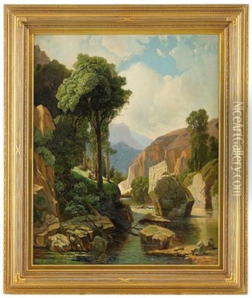 Mountain Landscape Oil Painting - Andrej Nikolajevich Schilder