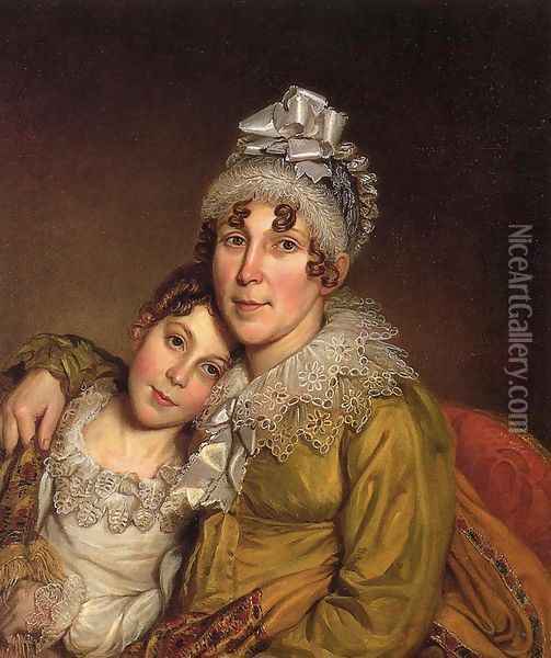 Mother Caressing Her Convalescant Daughter Oil Painting - Charles Willson Peale